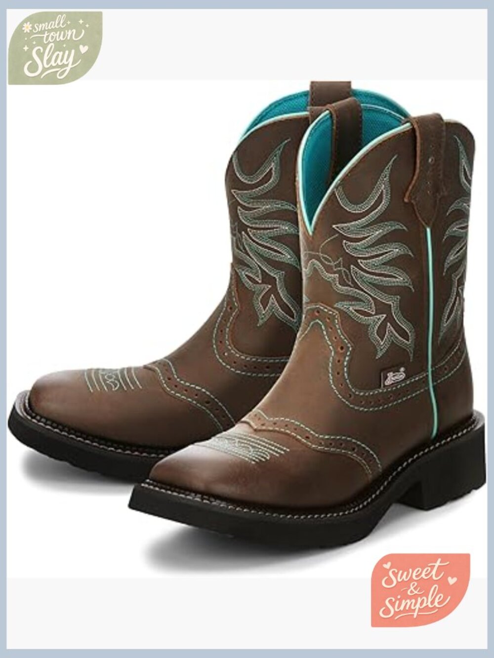 Women's 8" Western Cowgirl Boots - Square Toe Cowhide Leather, J-Flex Comfort,